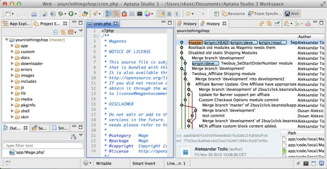 Aptana Development Environment Aptana Development Environment