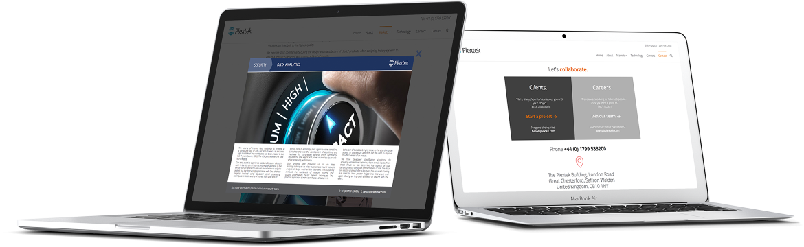 Plextek Case study pop up