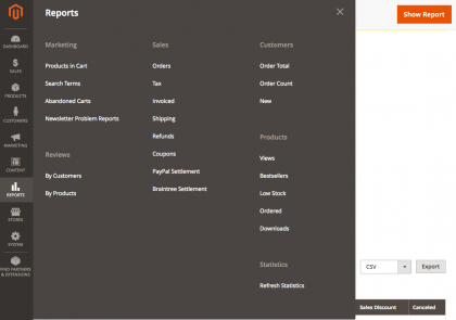 Magneto 2 Dashboard Reports