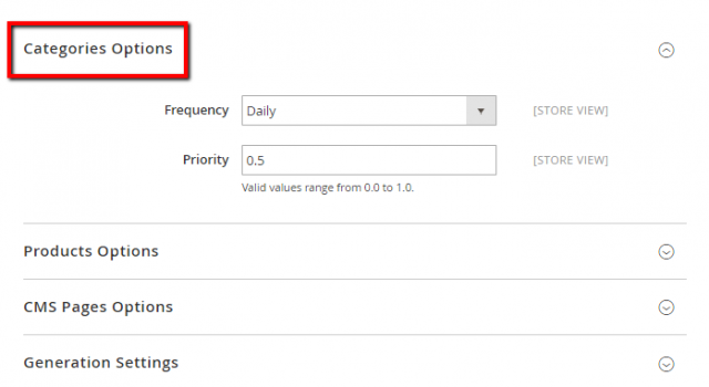 Configure Frequency and Priority of Content Updates Section