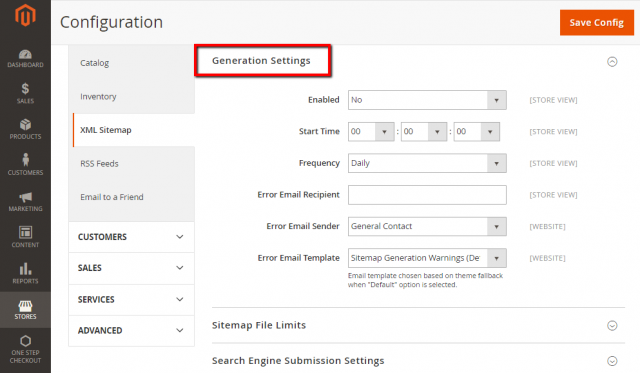 Configure the Generation Settings