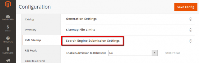 Search Engine Submission Settings