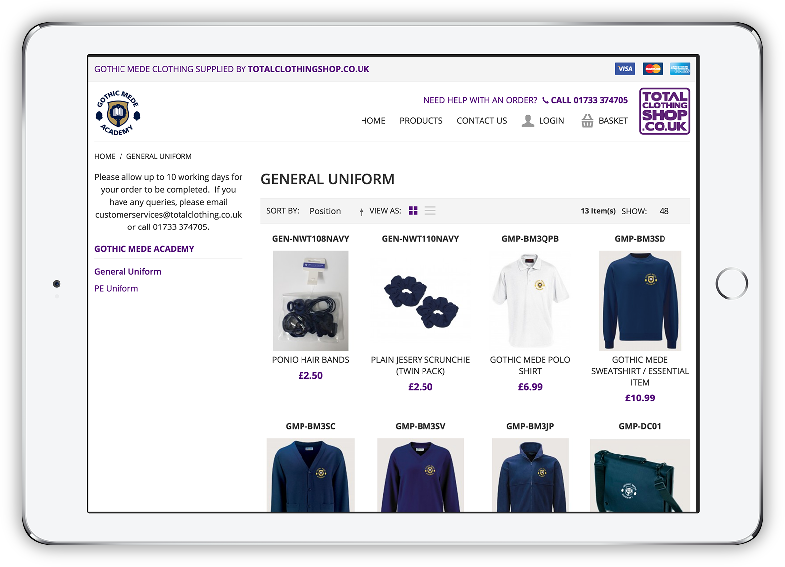 Total Clothing Shop Category Page