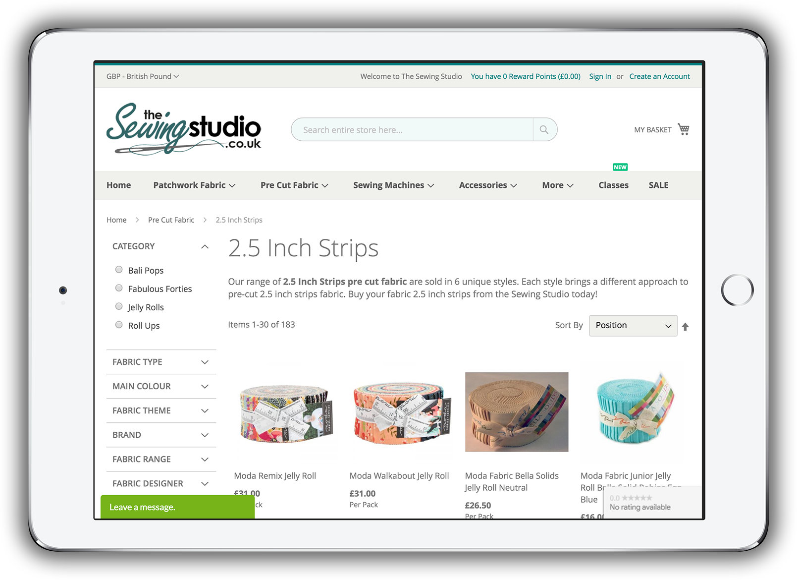 The Sewing Studio - Category Page