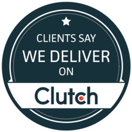 Clutch Badge Blue UK’s Leading Magento Agency 2buy1click -Clutch we deliver badge